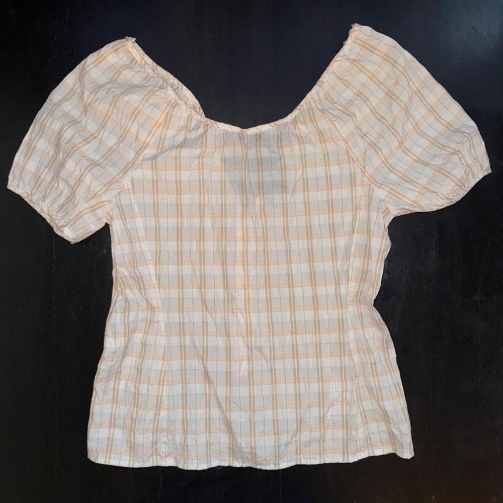 white and beige plaid J.Crew blouse